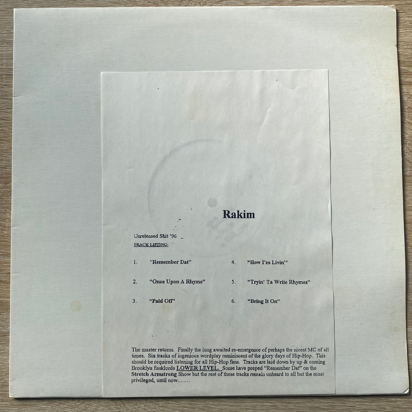 Rakim – Unreleased Shit '96