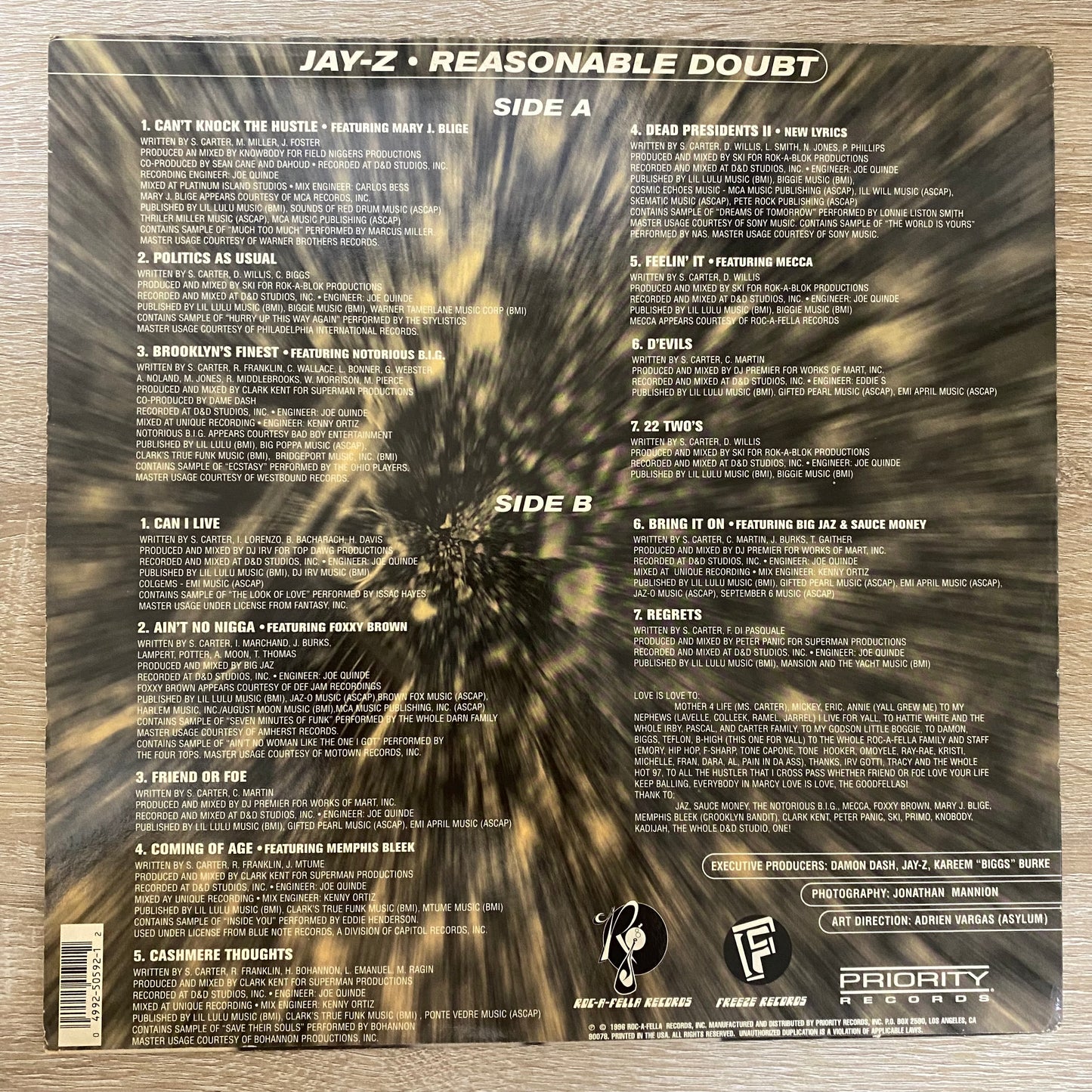 OG US - Jaÿ-Z* - Reasonable Doubt (2xLP, Album)
