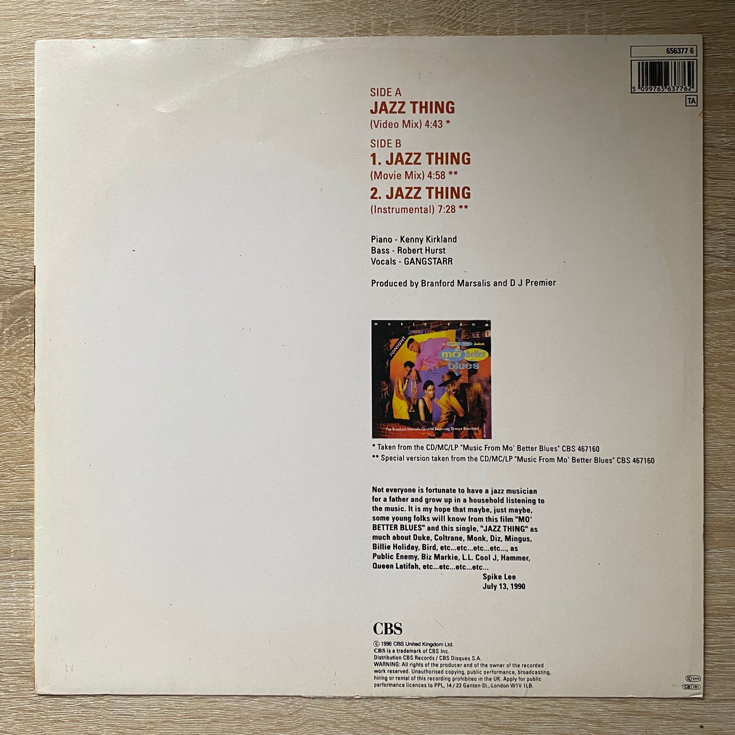 OG UK - Gang Starr - Jazz Thing (12", Single)