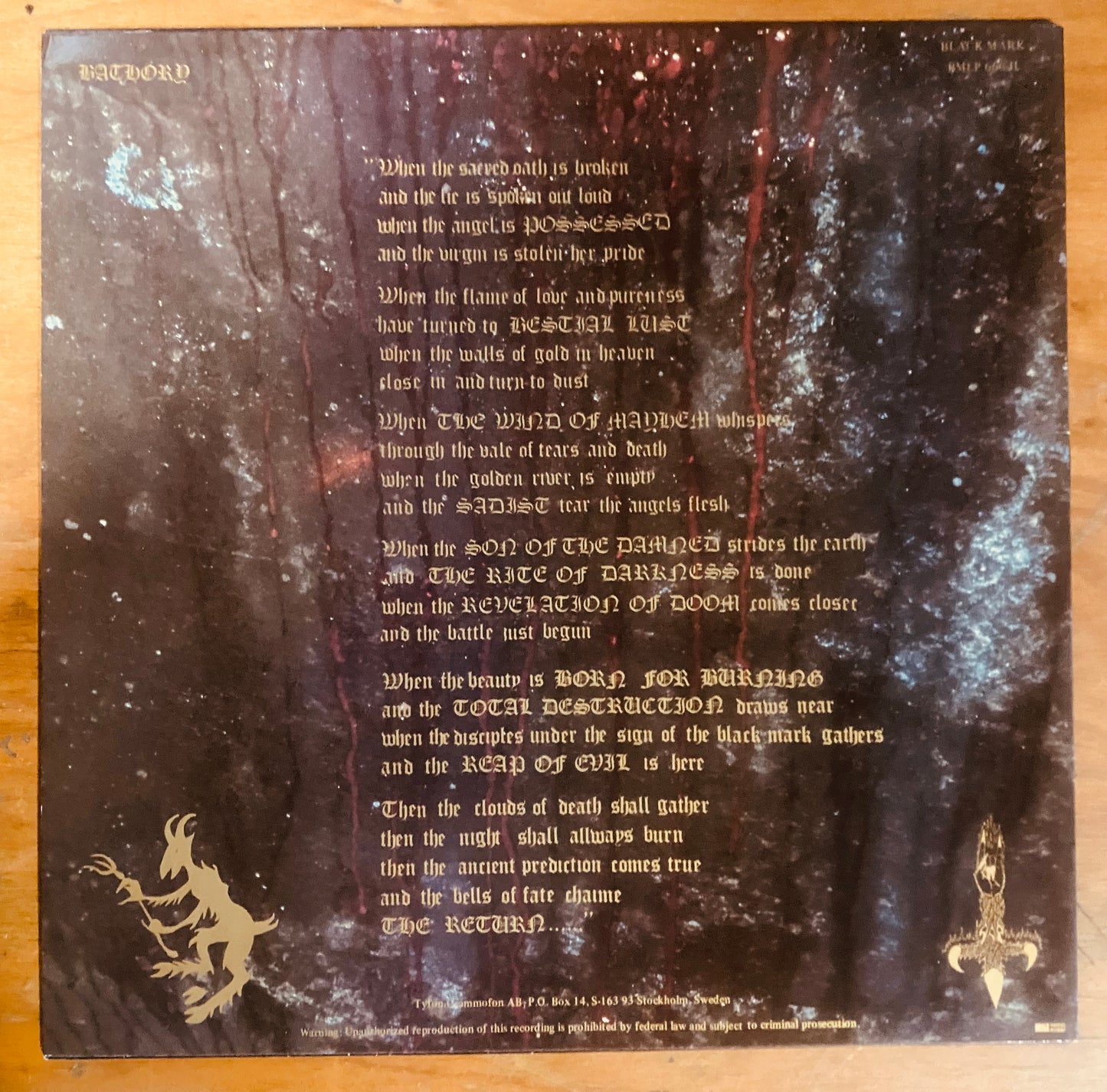 OG SWEDEN - Bathory - The Return...... (LP, Album, Gol) CL