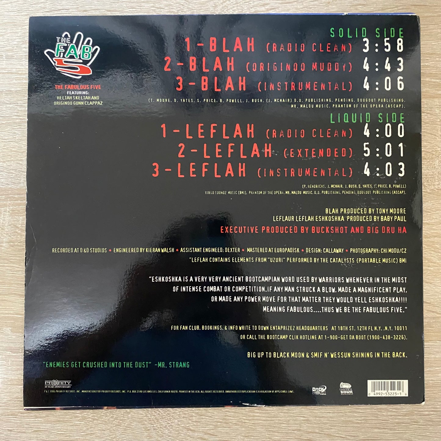 OG US - The Fabulous Five Featuring Heltah Skeltah And Originoo Gunn Clappaz* - Blah / Leflah (12", Single)