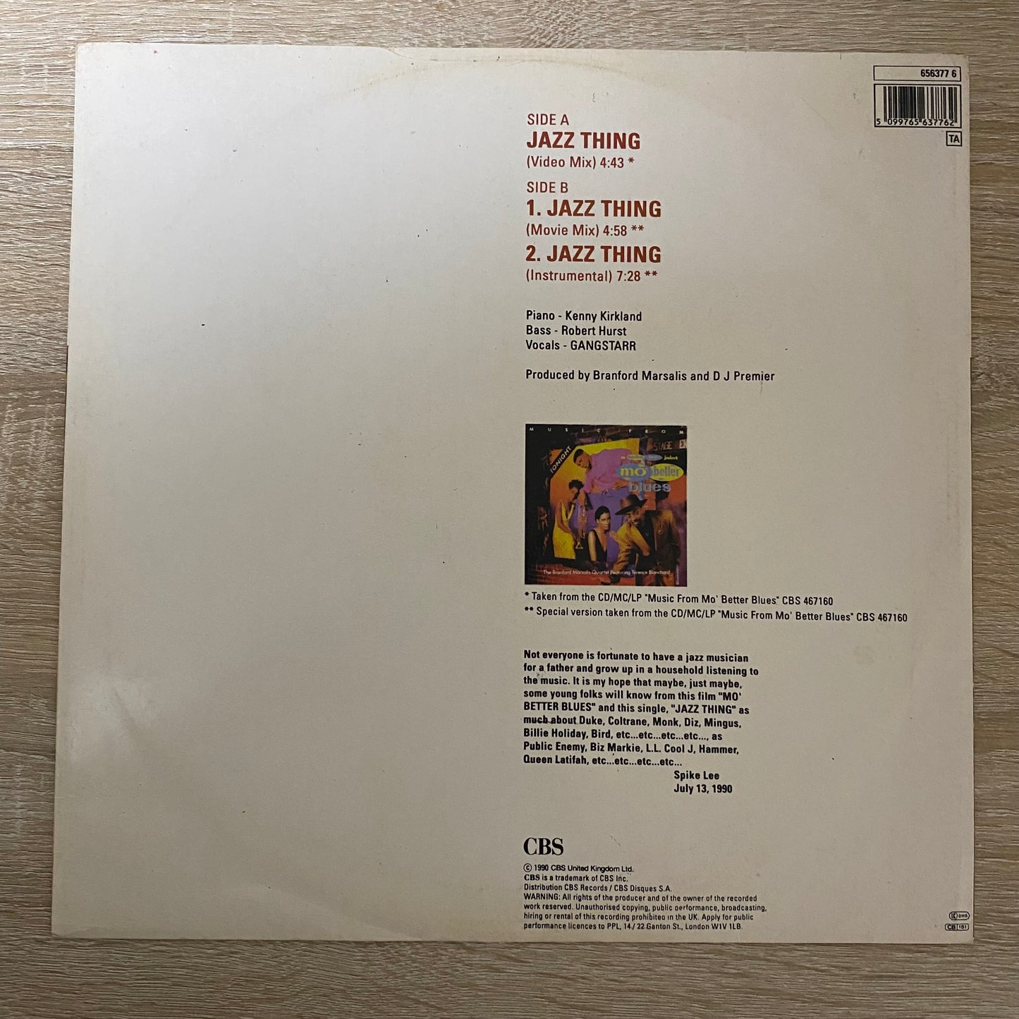OG UK - Gang Starr - Jazz Thing (12", Single)